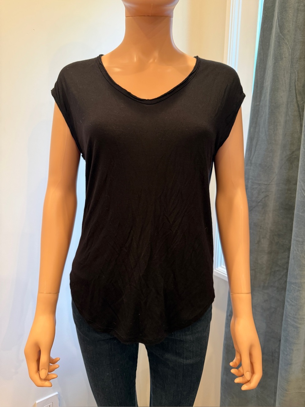 Rag & Bone Black Cap Sleeve V-Neck